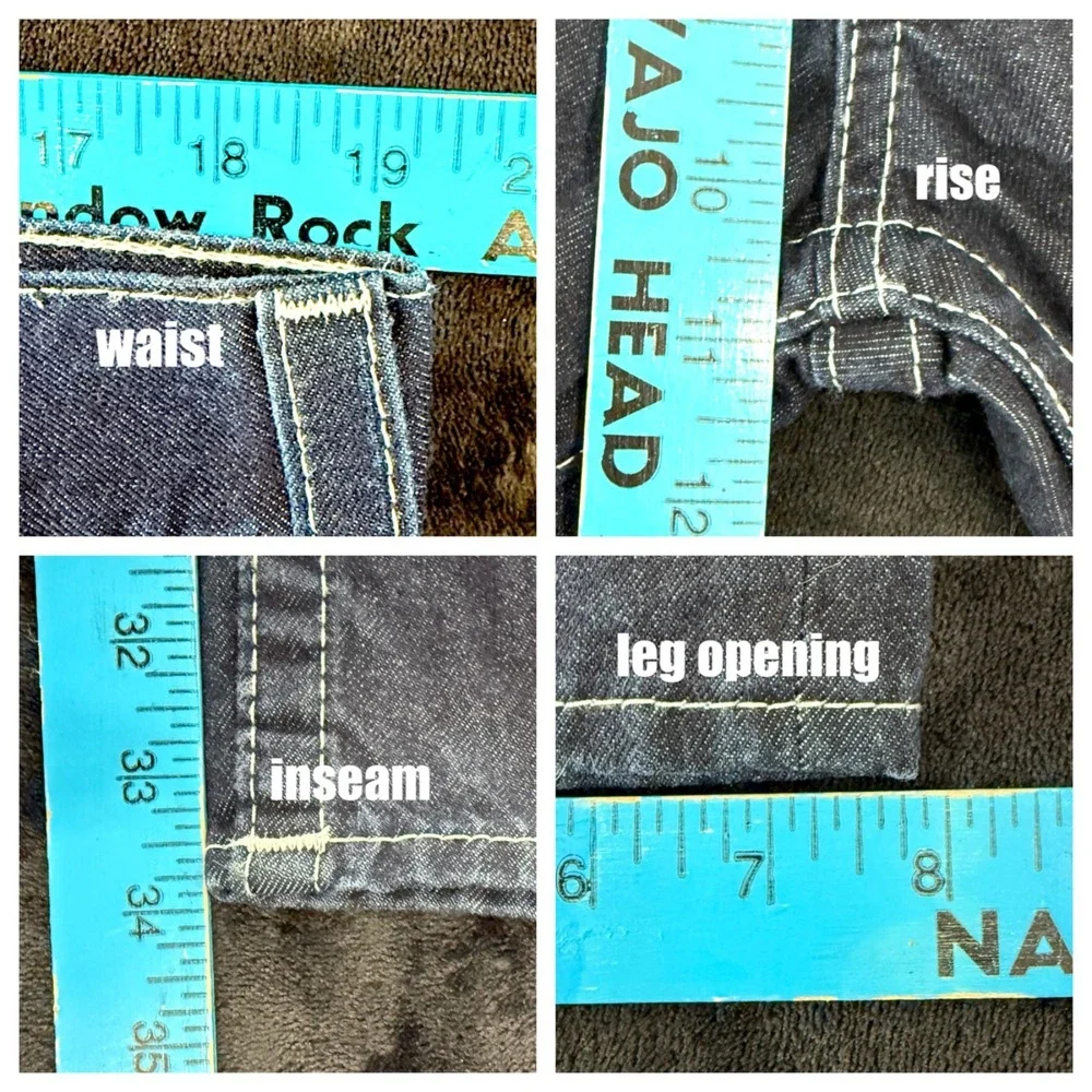 True Religion Mens Jeans 36 NWOT Y2K Skinny Flaps Dark Wash Blue Contrast Stitch